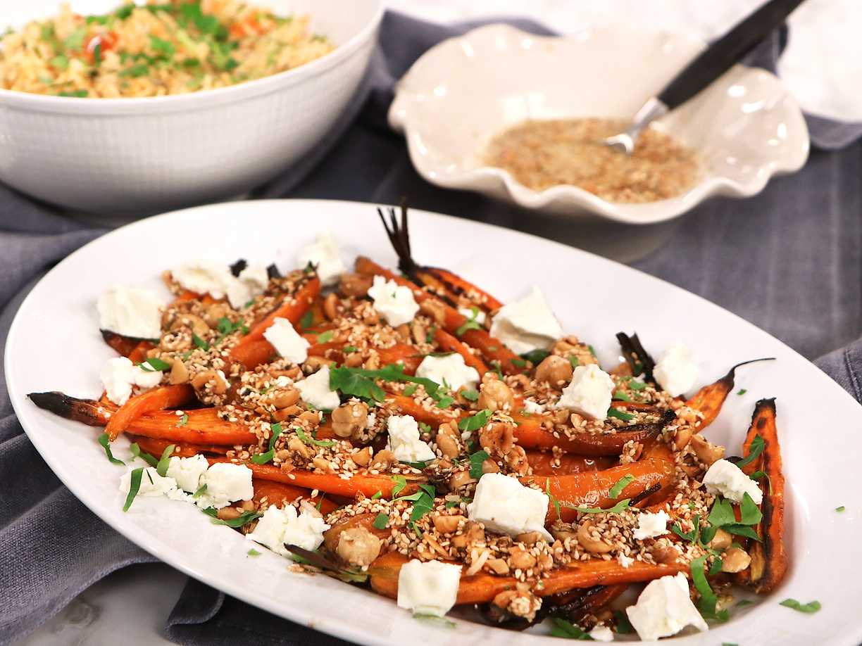 Kryddiga morötter med fetaost och tomatris Köket se