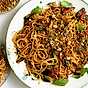 Auberginepasta med knaprig topping