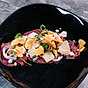 Carpaccio med krispig jordärtskocka