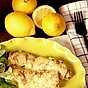 Crêpes med citronspetsad räkfyllning