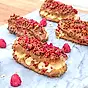 Eclairs med vanilj, kola och hallon