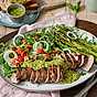 Från Sverige Grillad fläskfilé med sparris och svensk pesto