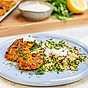 Halloumi- och morotsbiffar med bulgursallad
