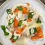 Laxsashimi med vit sparris