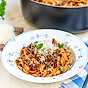 Mustig grönsaksragu med tagliatelle