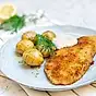 Panerad flundra med smörslungad potatis