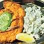 Schnitzel med krämig potatissallad och dillsmör