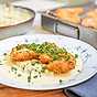 Schnitzel med potatissallad och senapssås