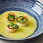 Sotad pilgrimsmussla med jalapenosmörsås