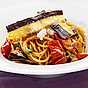 Spaghetti med aubergine och tomat