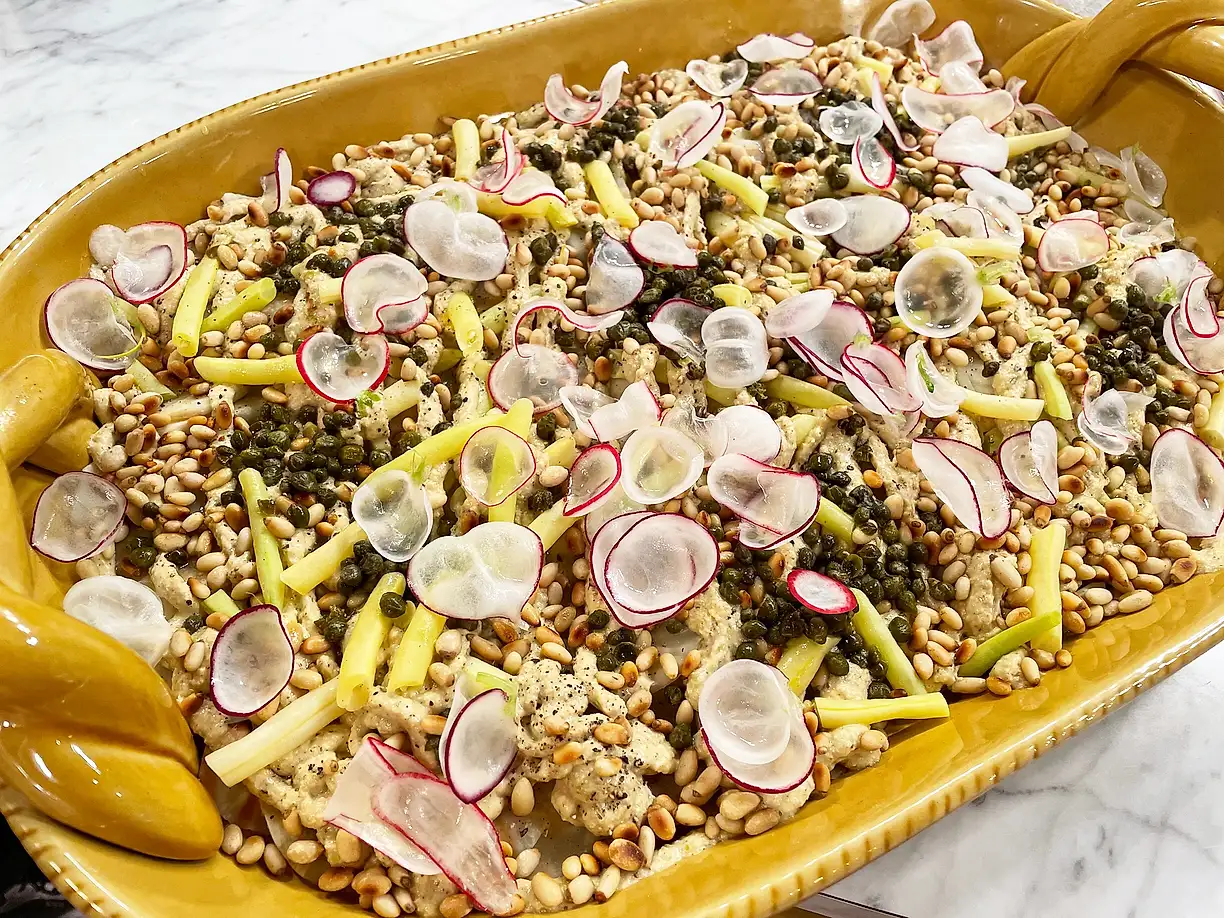 Bakad rotselleri med parmesandressing