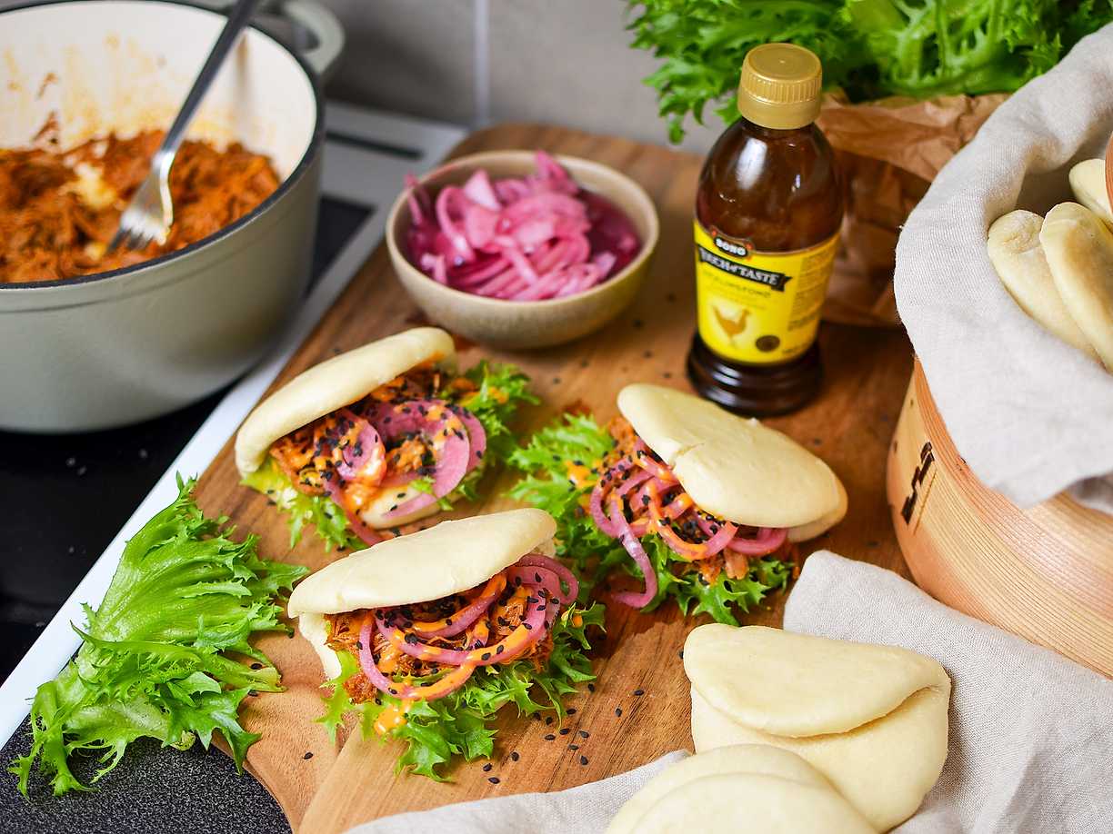 Bao buns med pulled pork