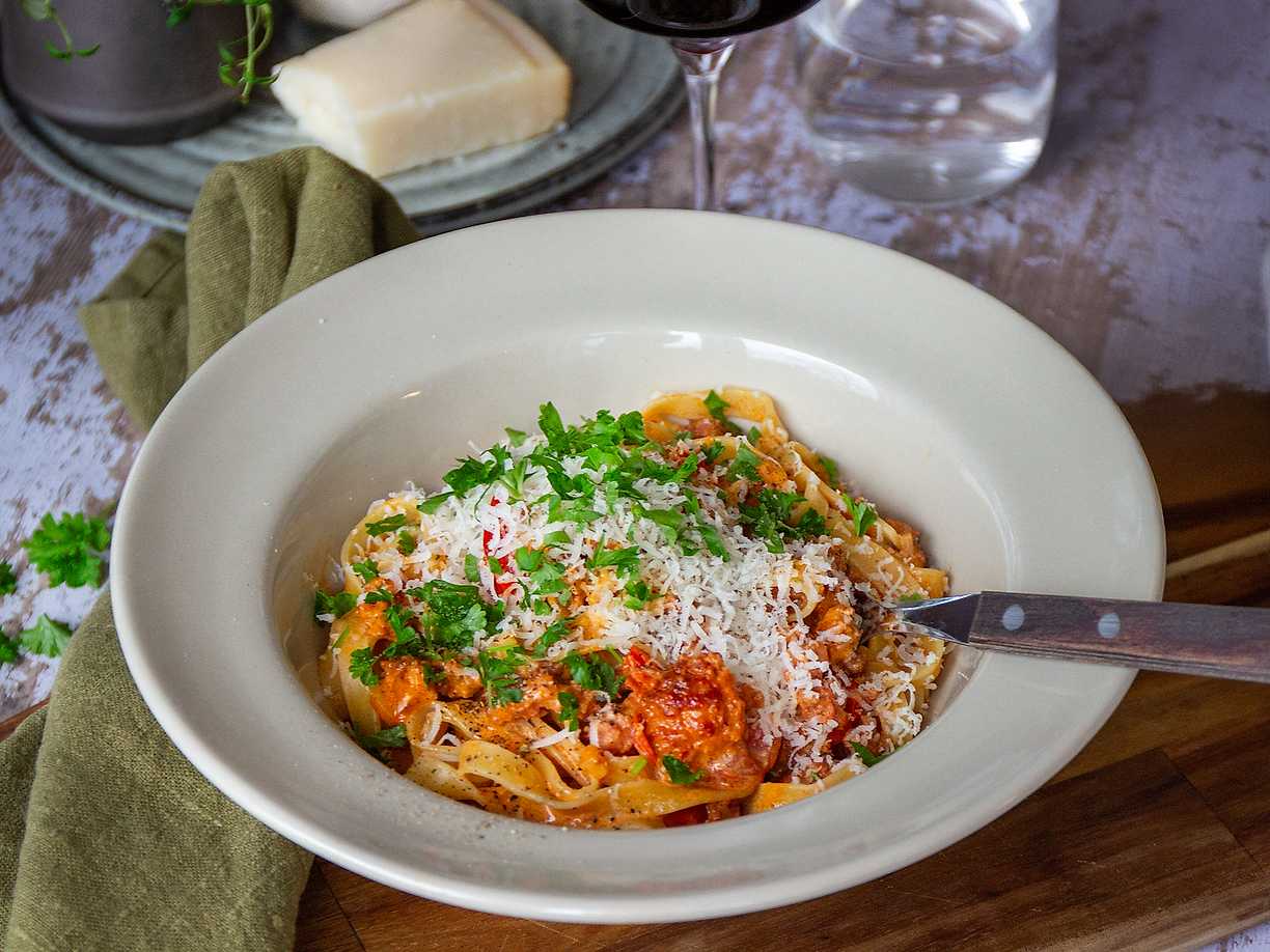 Krämig och mustig chorizopasta