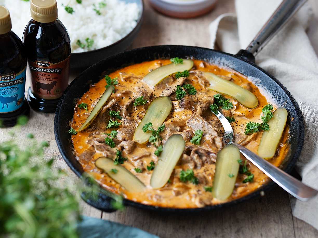 Biff stroganoff med dijon