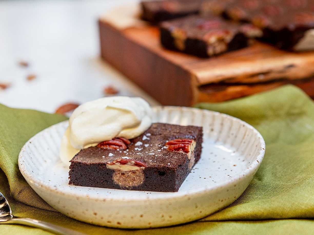 Brownie med pekannötssmör