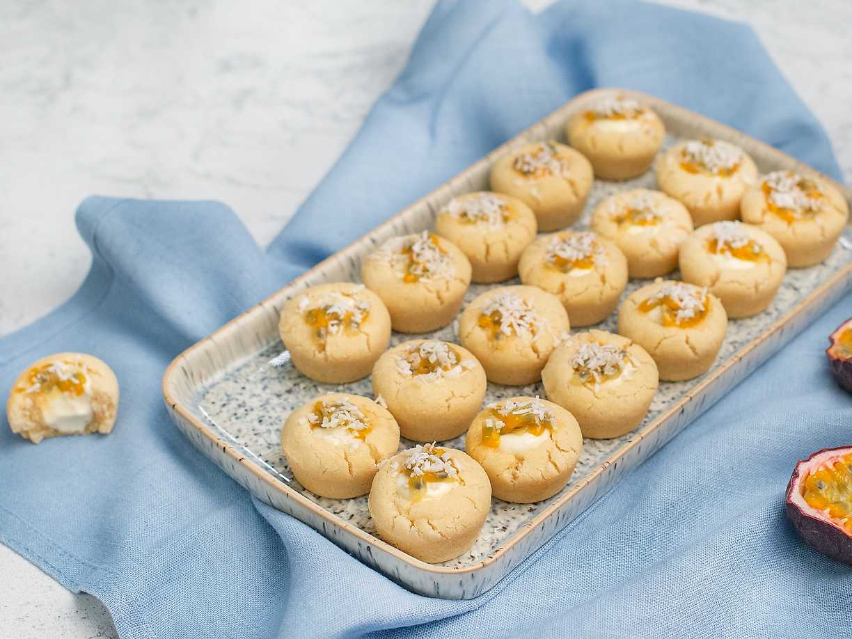 Cheesecakegrottor med passionsfrukt