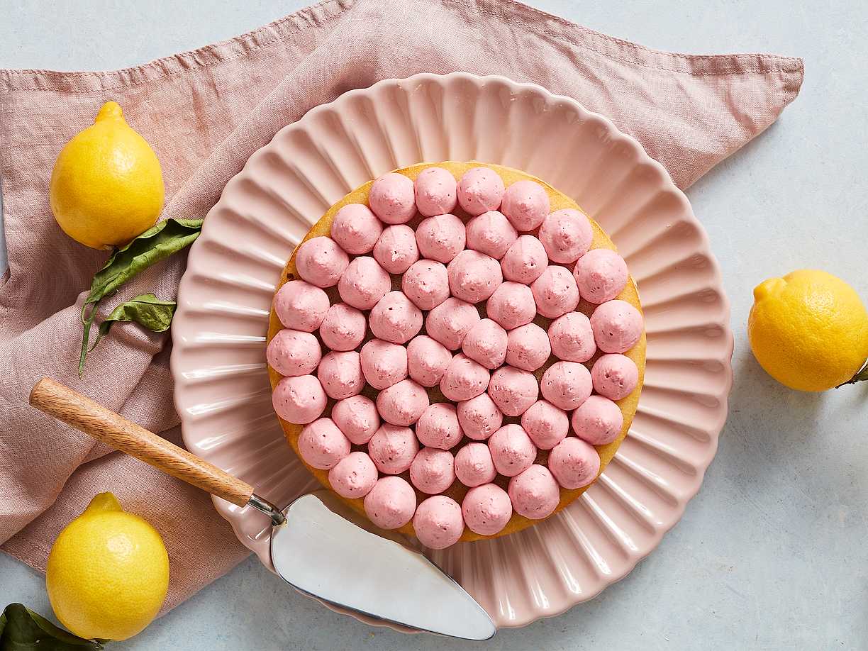 Citronkladdkaka med hallonmousse