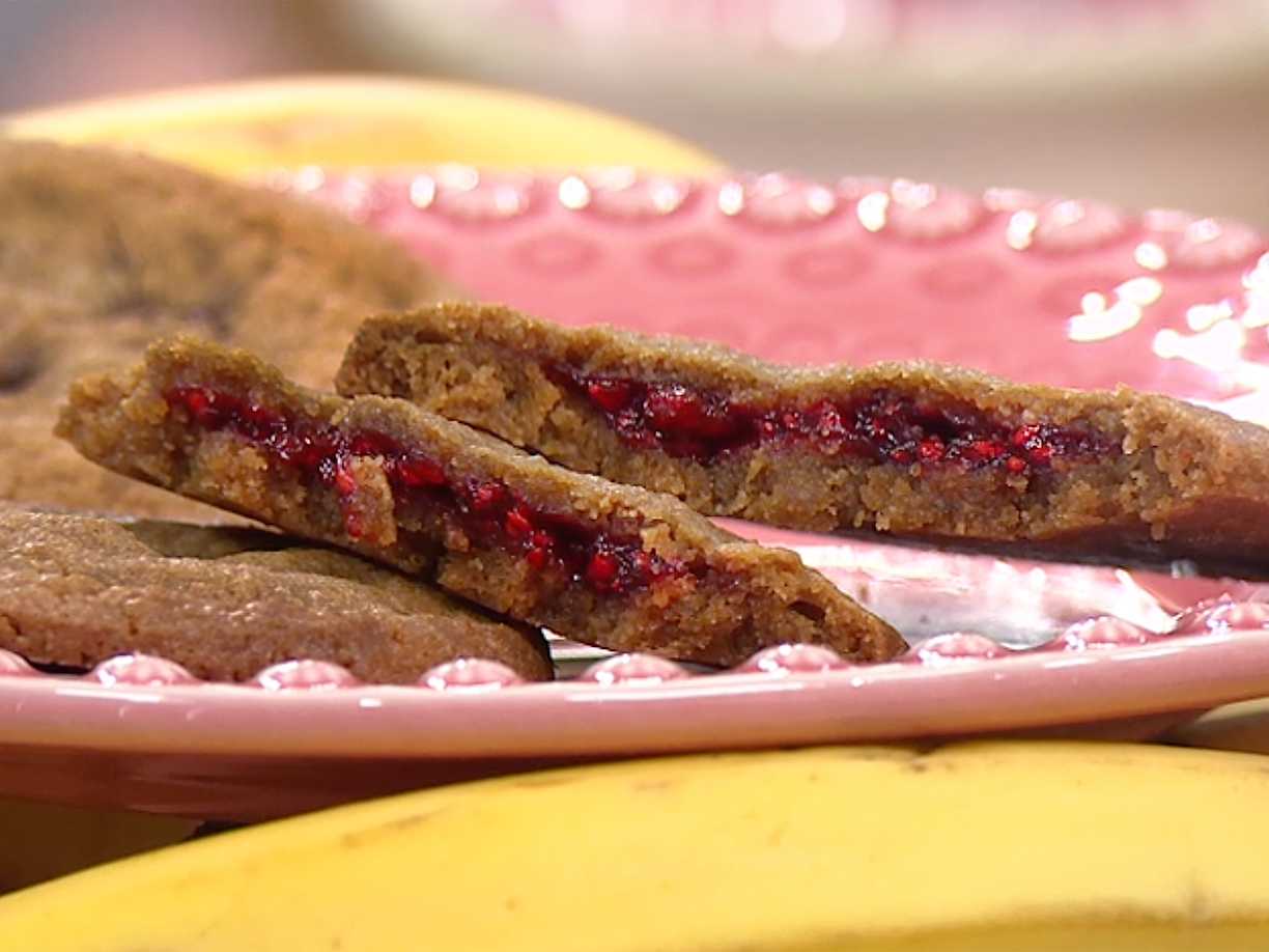 Cookie med hallon och jordnöt