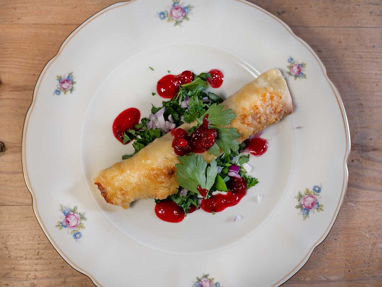 Crêpes med svampstuvning