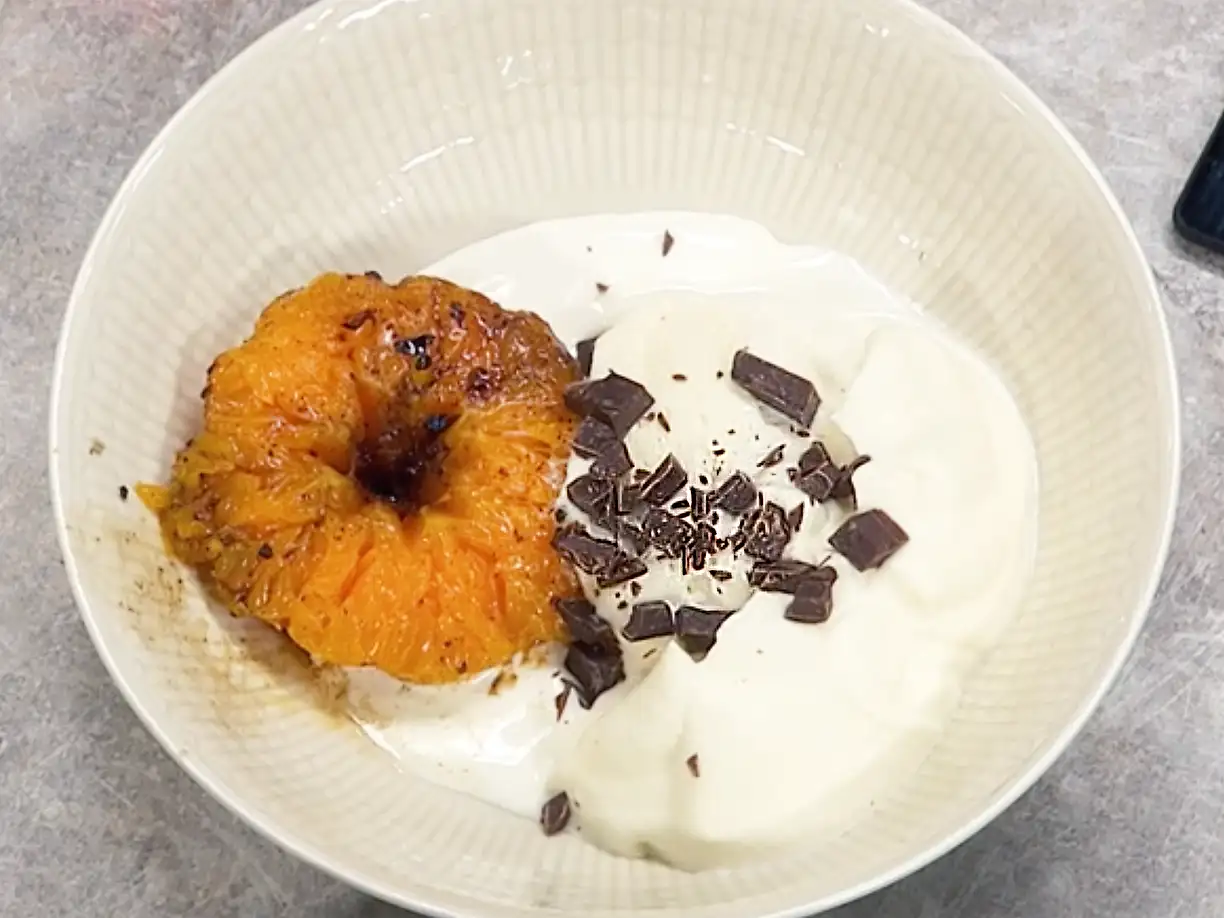 Flamberad clementin med vaniljglass