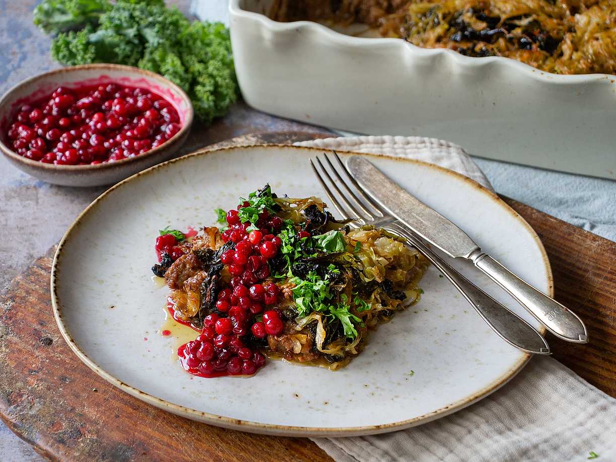 Kålpudding med lammfärs