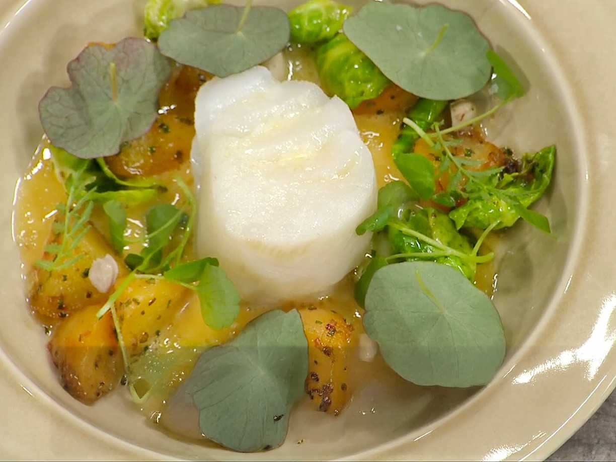 Glasbakad torskrygg med smörsås