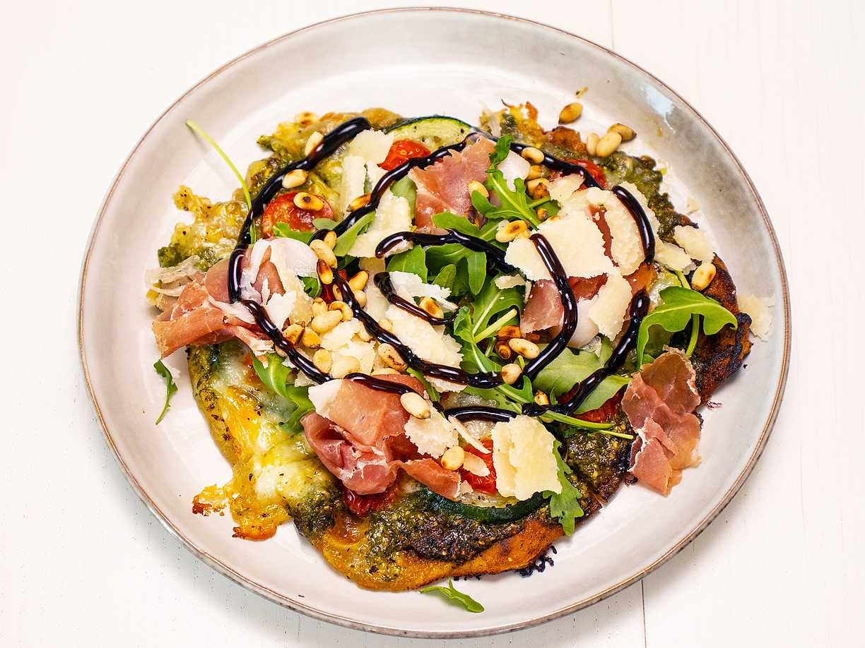 Gratinerad tortilla med parmaskinka
