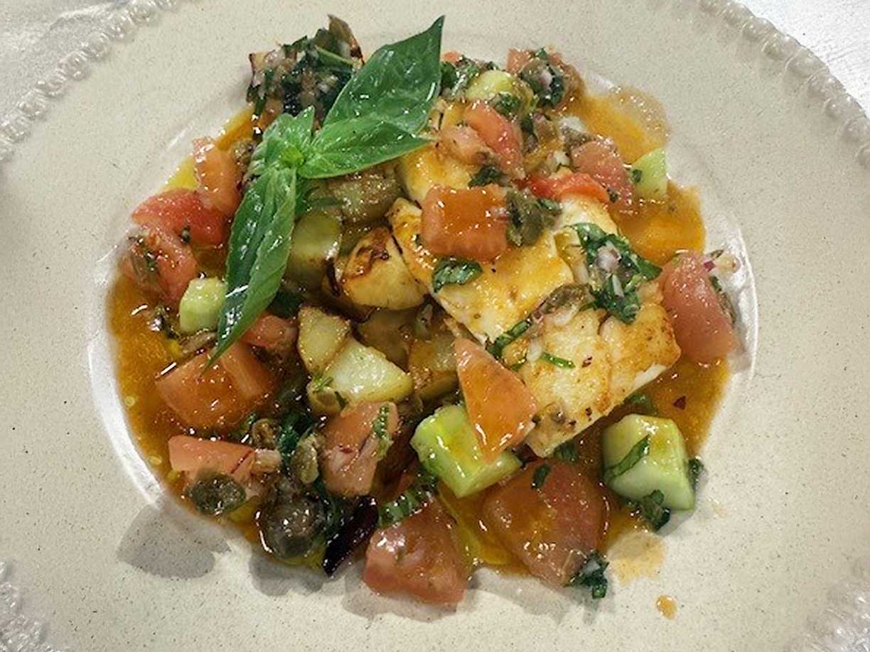 Halstrad kolja med skaldjursvinägrett