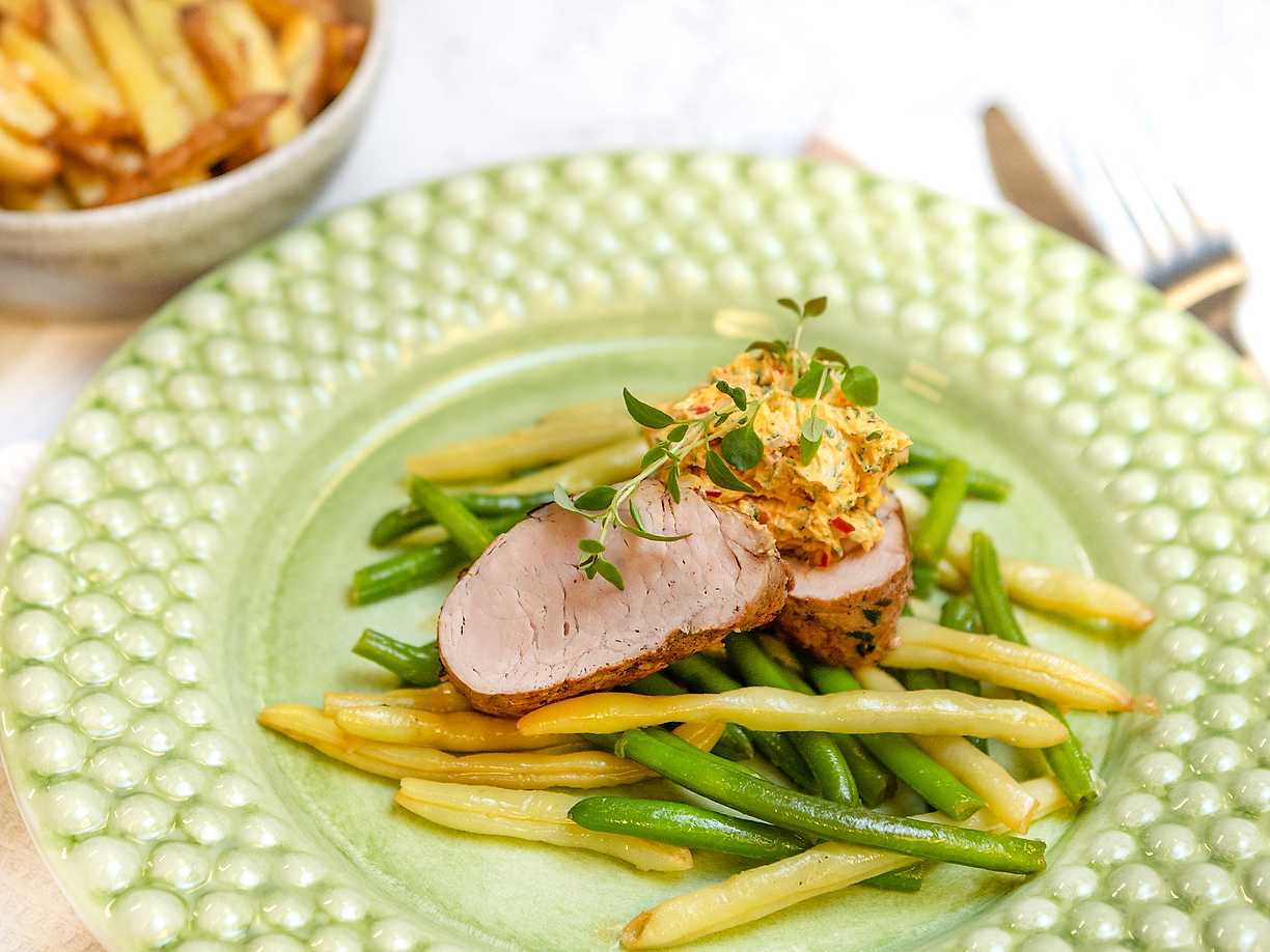 Helstekt fläskfilé med chimichurrismör