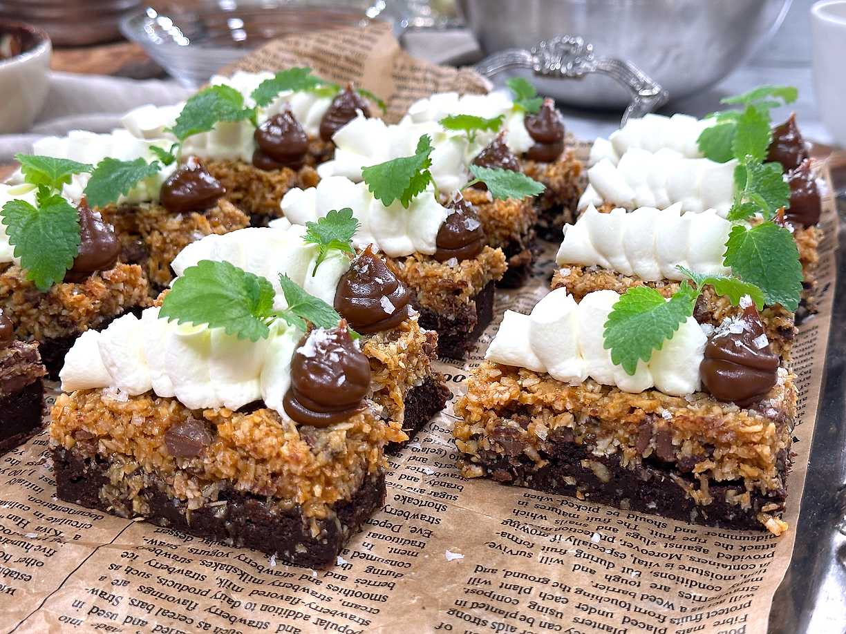 Kladdkaka med ”kokostopps-topping”