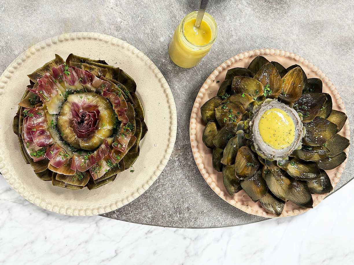 Kokt kronärtskocka med flädervinägrett