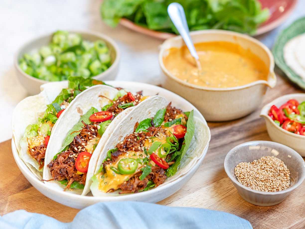 Koreansk pulled pork tacos