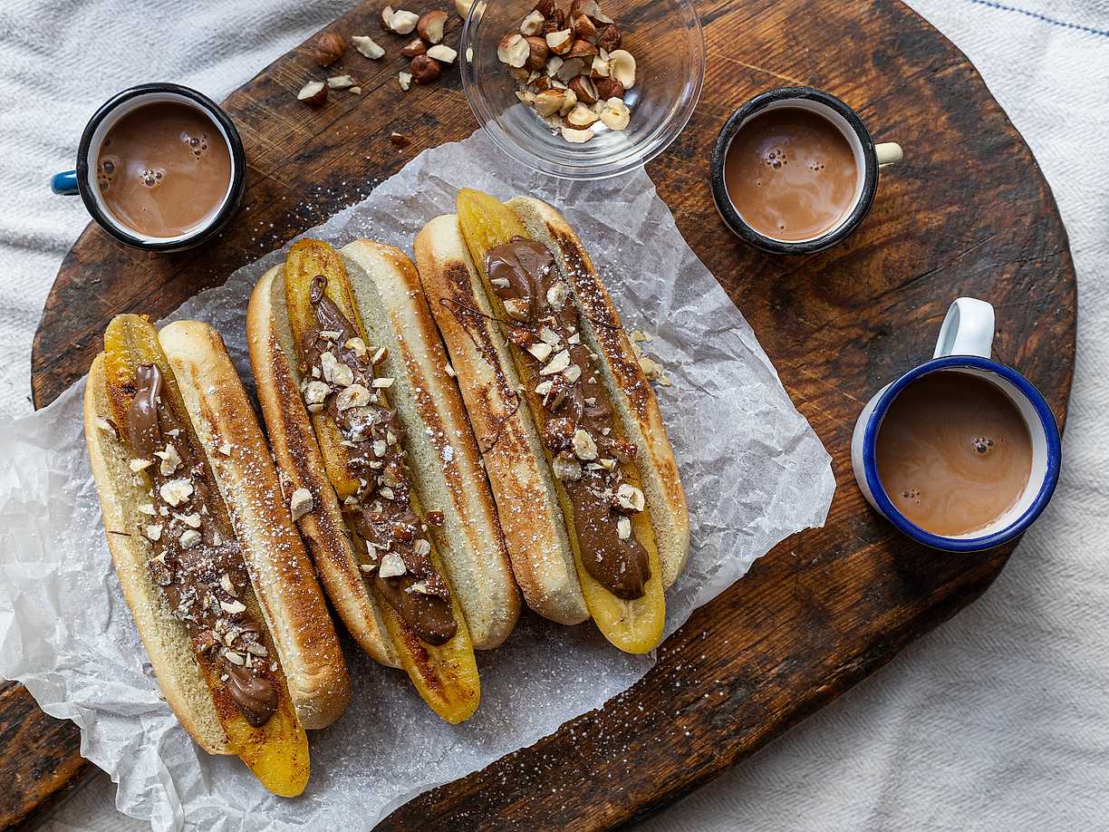 Stekt banan i bröd med nutella