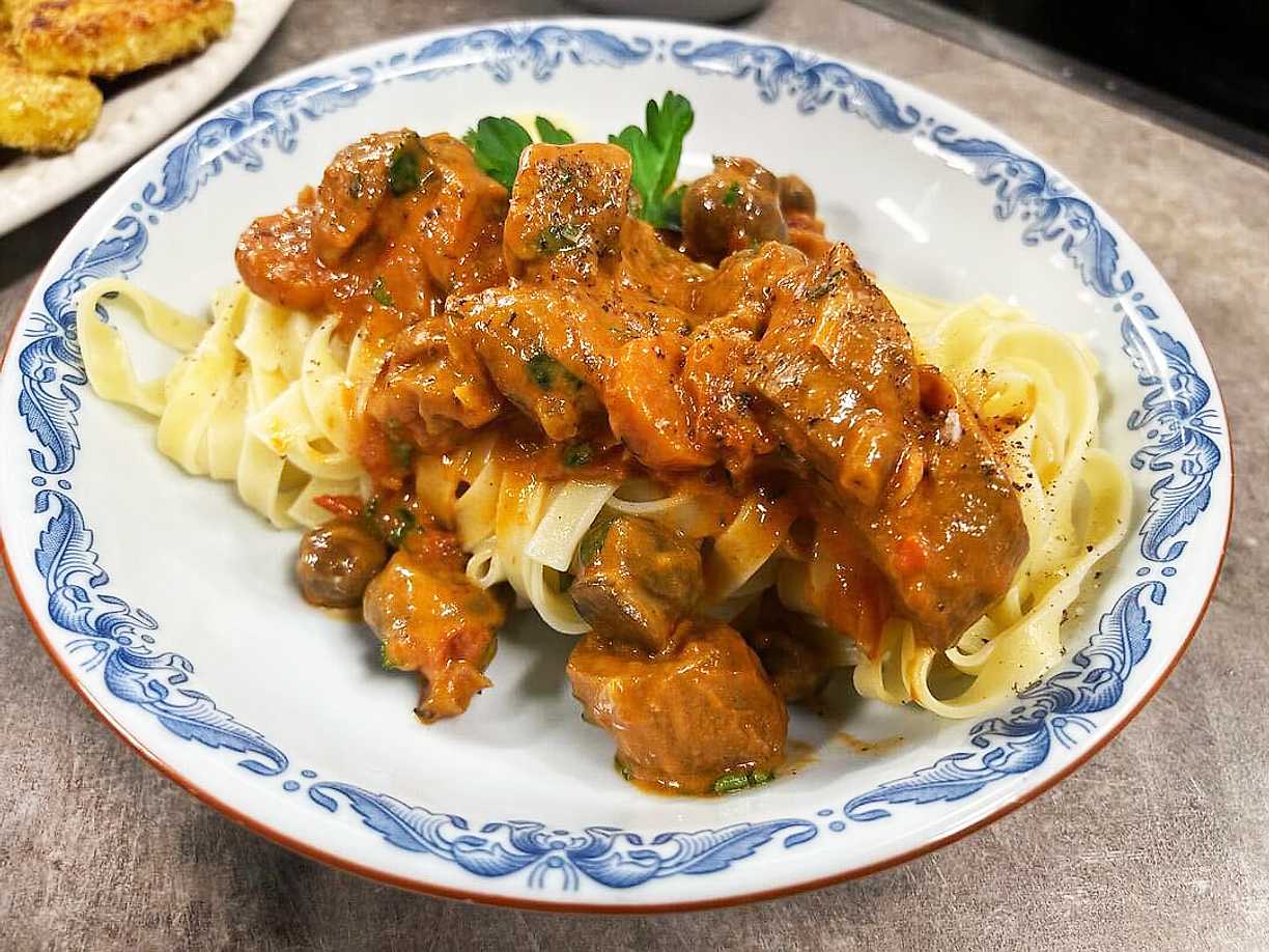 Korvstroganoff på vegokorv