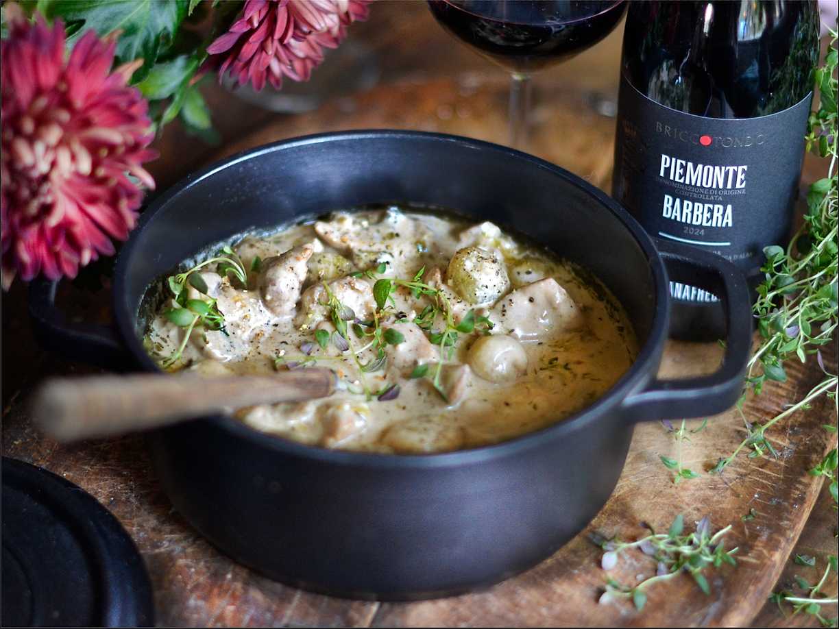 Krämig kycklinggryta med svamp och timjan