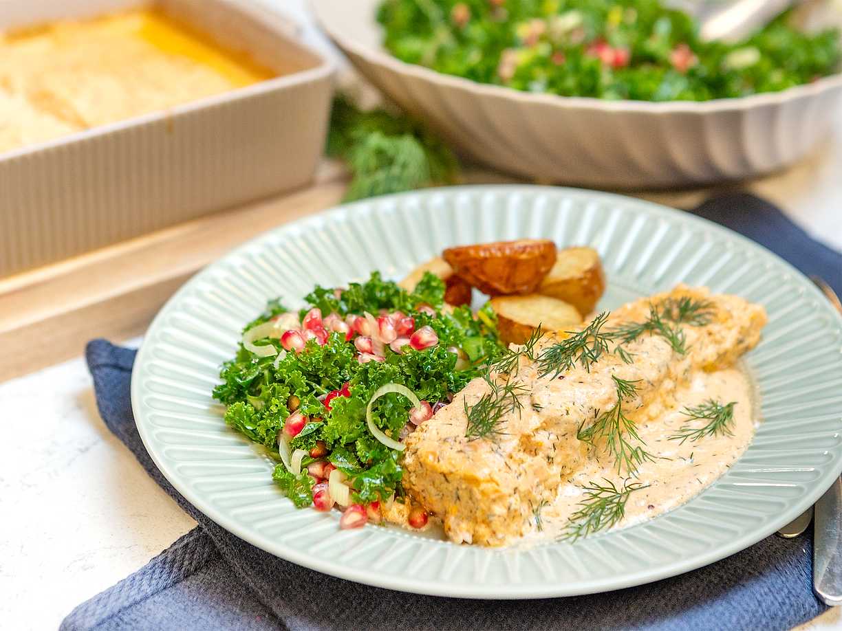 Krämig lax i ugn med apelsin och dill