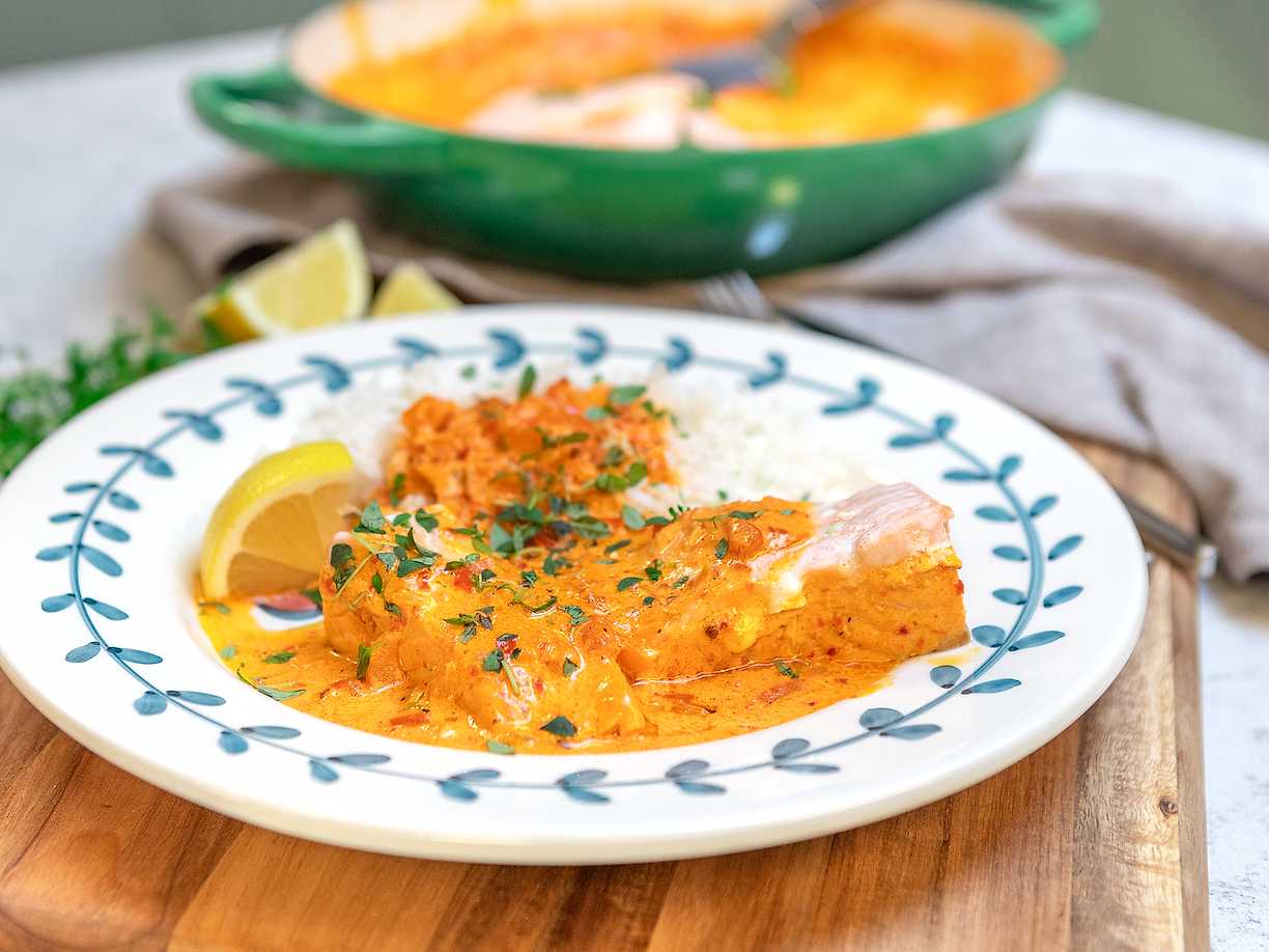 Krämig laxgryta med ris