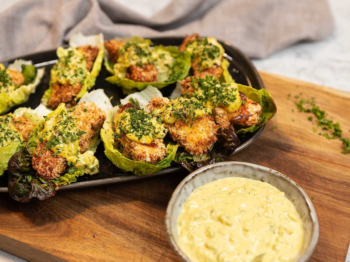 Krispig fisk med remouladsås