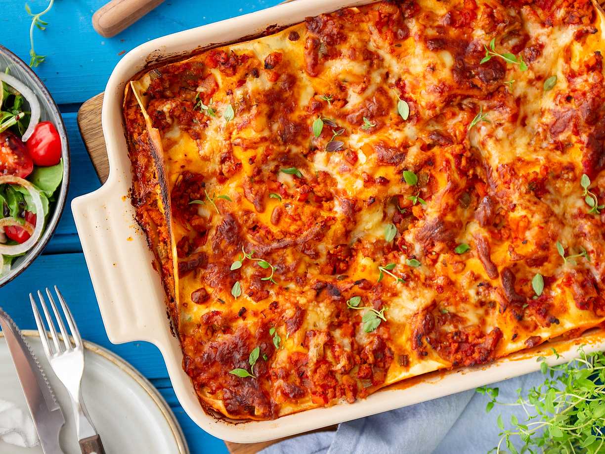 Smakrik kycklinglasagne med enkel ostkräm
