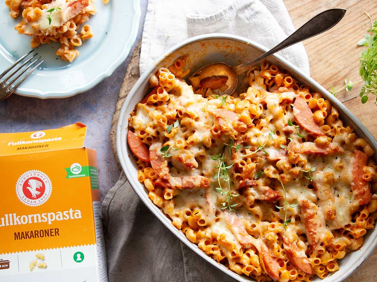 Makaronipudding à la korvstroganoff