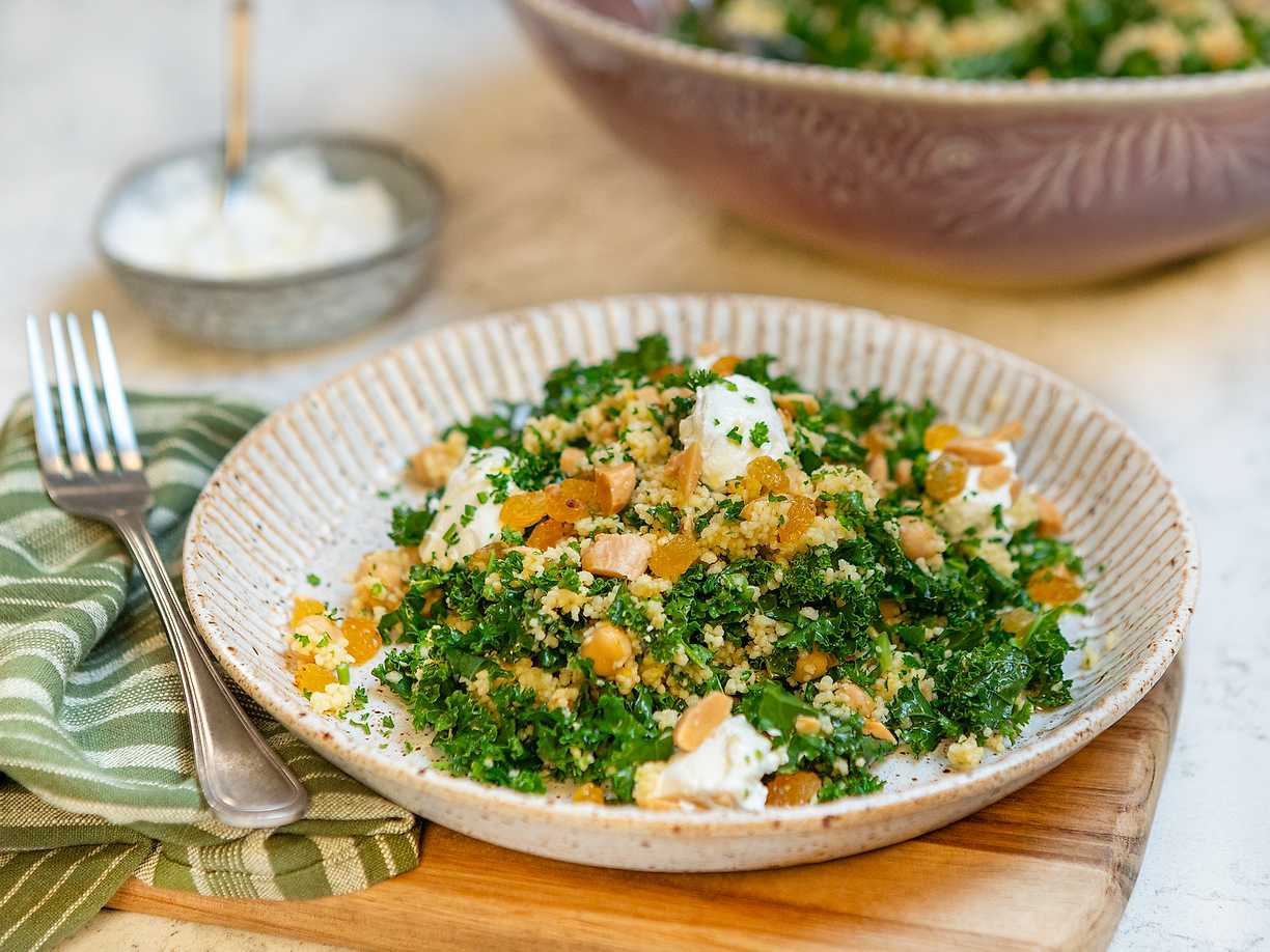 Marockansk grönkålssallad med getost