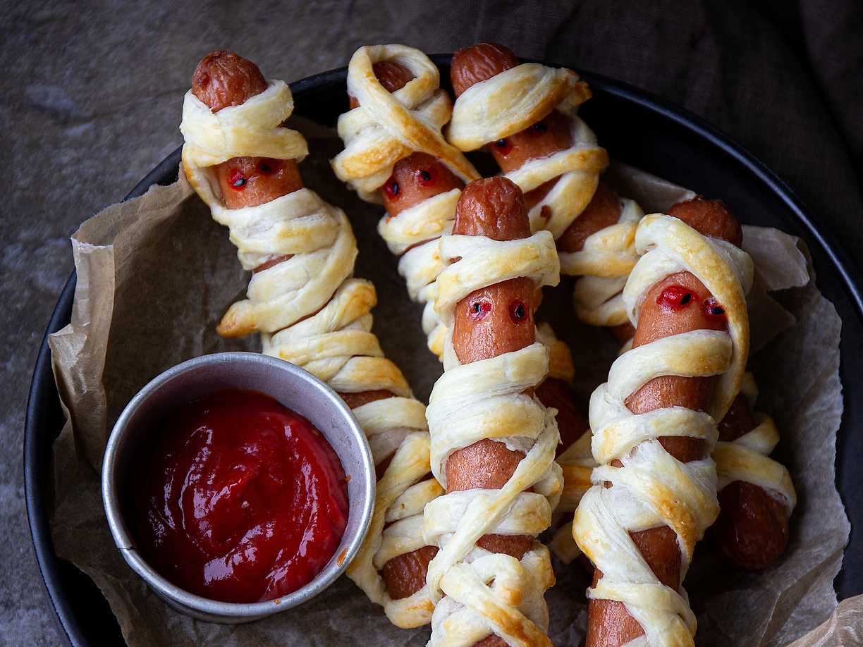 Mumiekorvar med blodig dipp