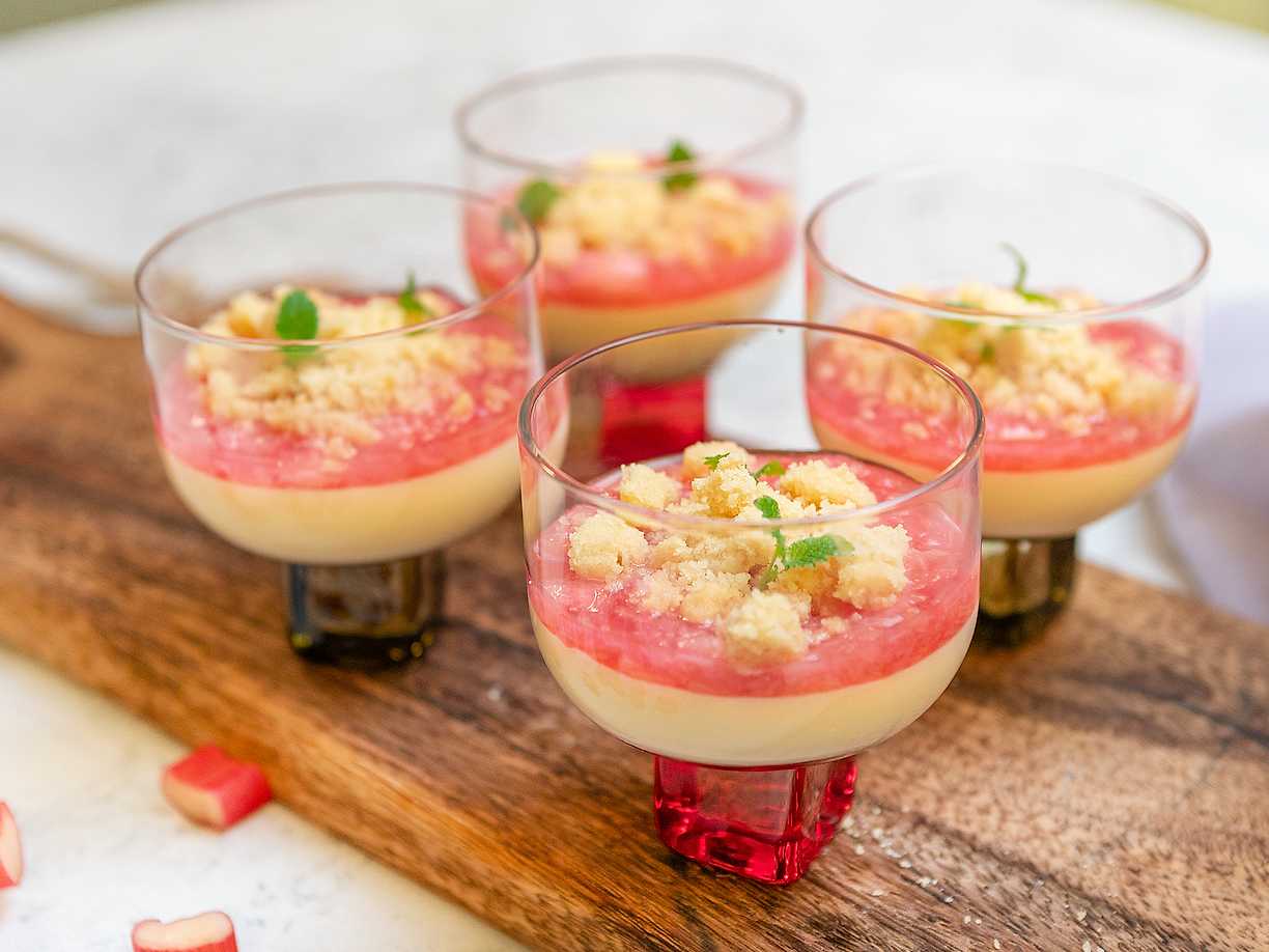 Pannacotta med rabarber och fläder