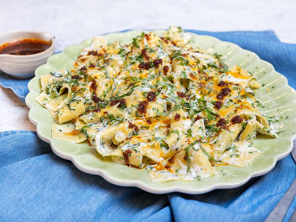 Pappardelle med mascarpone och chiliolja