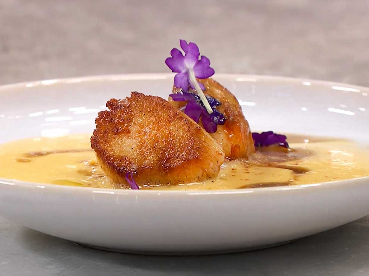 Pilgrimsmusslor med vaniljsmör