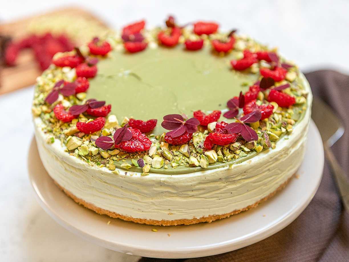Pistage- och halloncheesecake