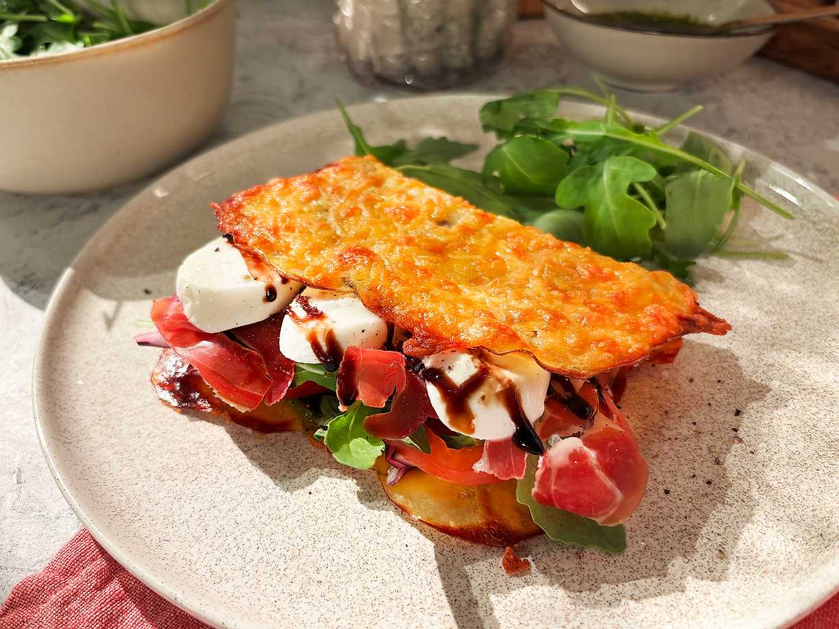Potatiswrap med mozzarella och prosciutto