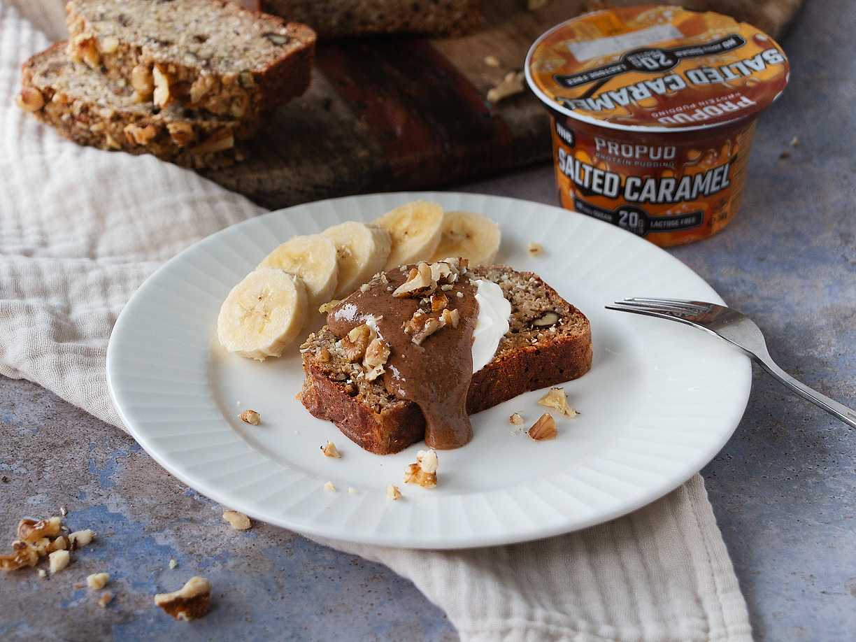 Proteinrikt bananbröd med valnötter