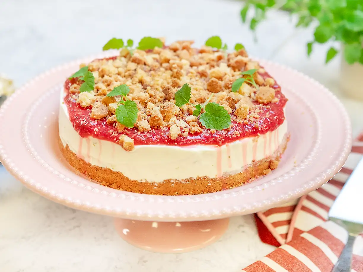 Rabarbercheesecake med vit choklad och lime