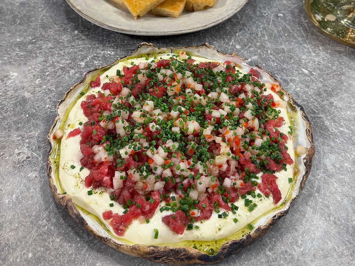 Råbiffsdipp med päron